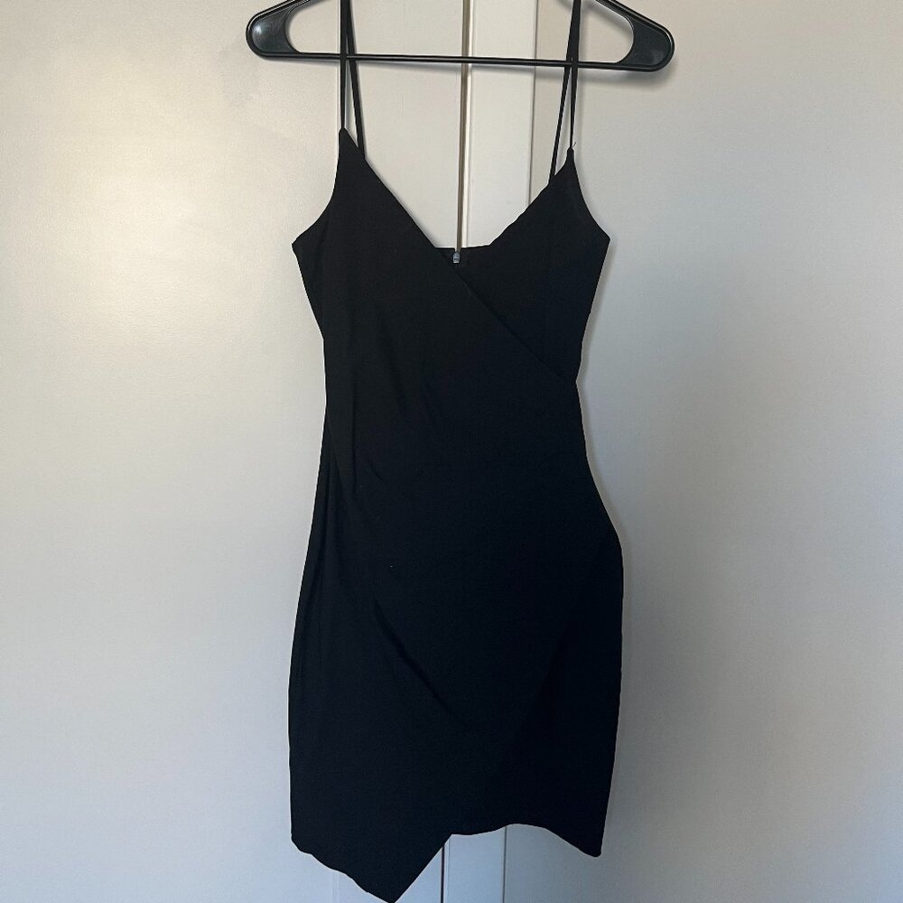 A’gaci Black Spaghetti‑Strap Bodycon Mini Dress — Size S